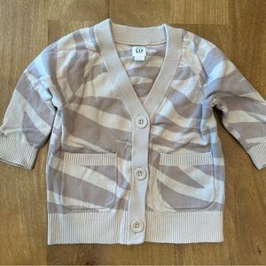 GAP Baby Cropped Sleeve Zebra Print Cardigan